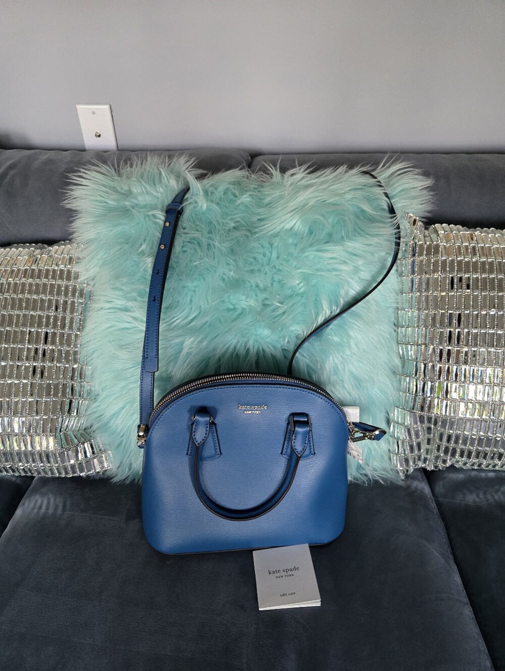 kate spade navy blue dome crossbody satchel